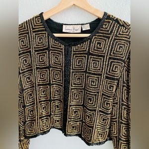 Vintage Laurence Kazar Sequin Beaded Crop Jacket